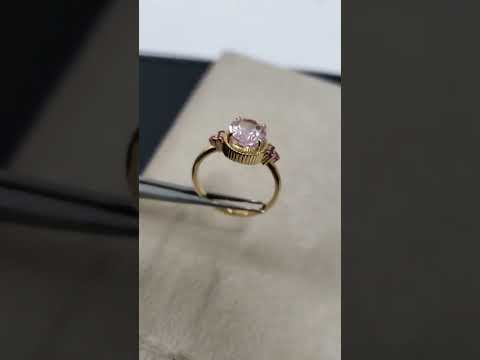 14k Vivid Pink Color Morganite Rings Gold With Ruby