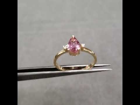 Handmade 14k Gold Pink Tourmaline Diamond Ring