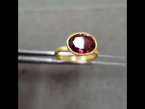 Dark Pink Tourmaline 18k Solid Gold Ring