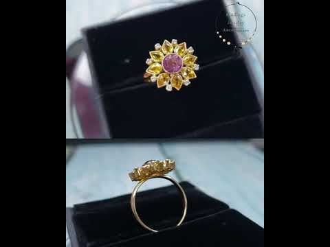 18k Solid Gold Diamond and Pink Tourmaline Sapphire Ring