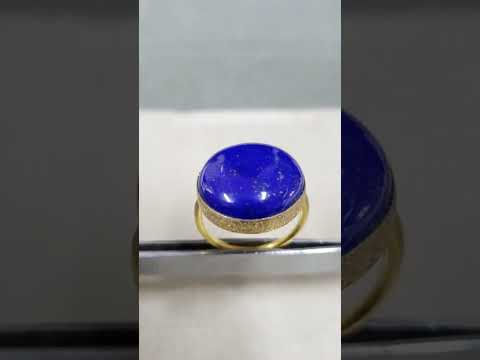 Cabochon 19 mm Round Lapis Gold Ring 14k