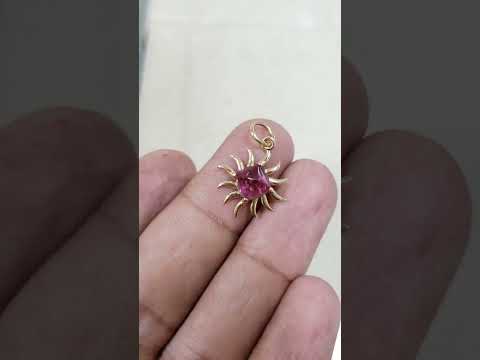 Sugarloaf Rubellite 14k Gold Pendant