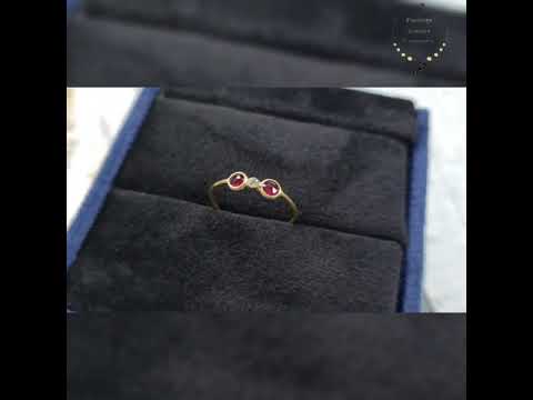 18k Gold Rose Cut Ruby & Diamond Ring