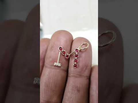 M Letter Charm Pendant 14K Gold With Spinel & Diamond