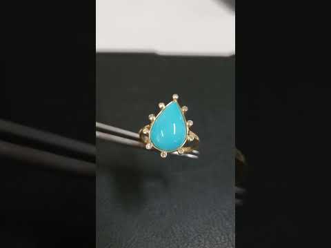 Arizona Turquoise with Diamond 14k Gold Ring