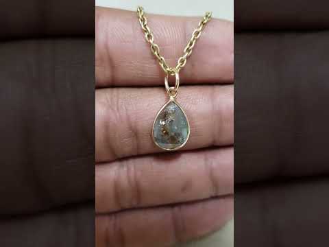 Natural Diamond Slice Pendant in 14k Gold, Raw Rustic Diamond