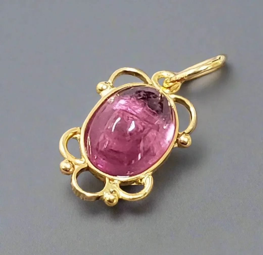Dainty 18k Rubellite Tourmaline Gold Pendant - K Jewelry Accessories