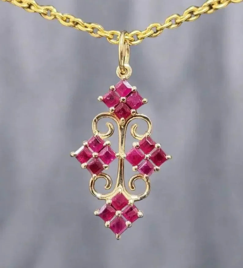 Handmade Solid Gold 14k Ruby Pendant - K Jewelry Accessories