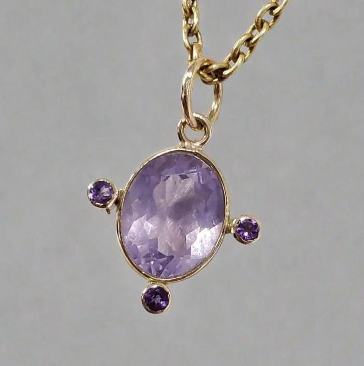 Handmade 14k Gold Lavender Quartz Pendant with Amethyst - K Jewelry Accessories