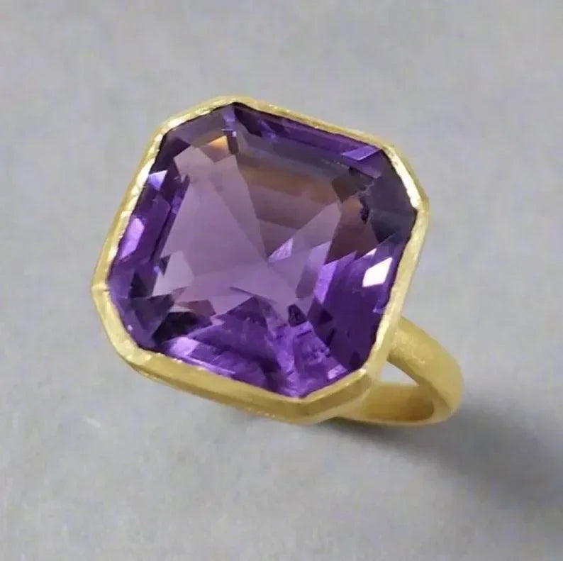 Handmade 14k Purple Amethyst Gold Ring - K Jewelry Accessories
