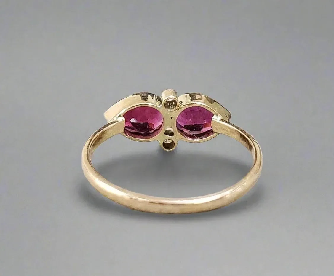 14k Gold Rubellite Pink Tourmaline Diamond Ring - K Jewelry Accessories
