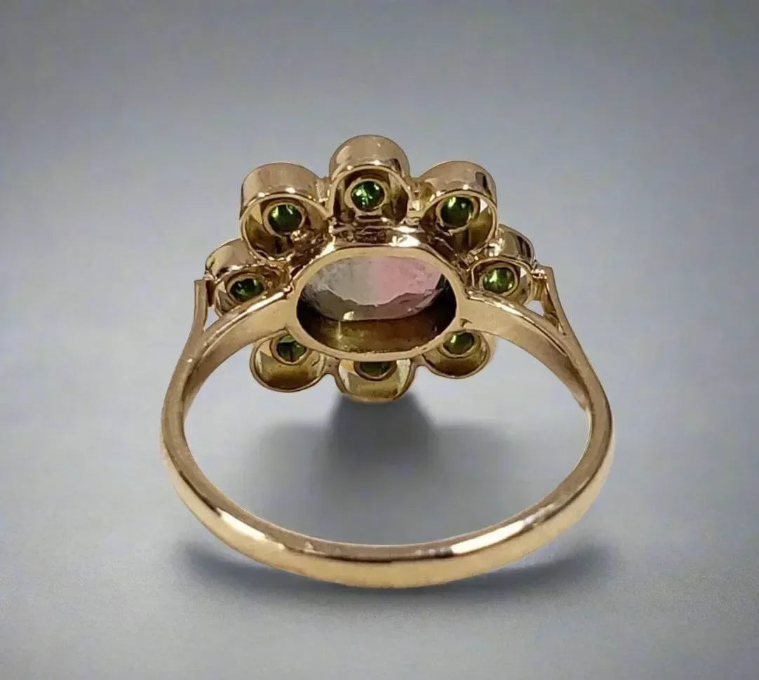 14k Gold Tourmaline and Tsavorite Ring - K Jewelry Accessories