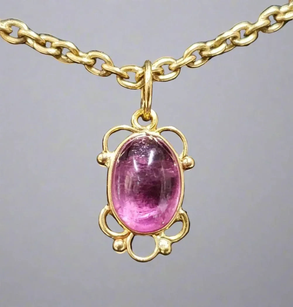 Dainty 18k Rubellite Tourmaline Gold Pendant - K Jewelry Accessories