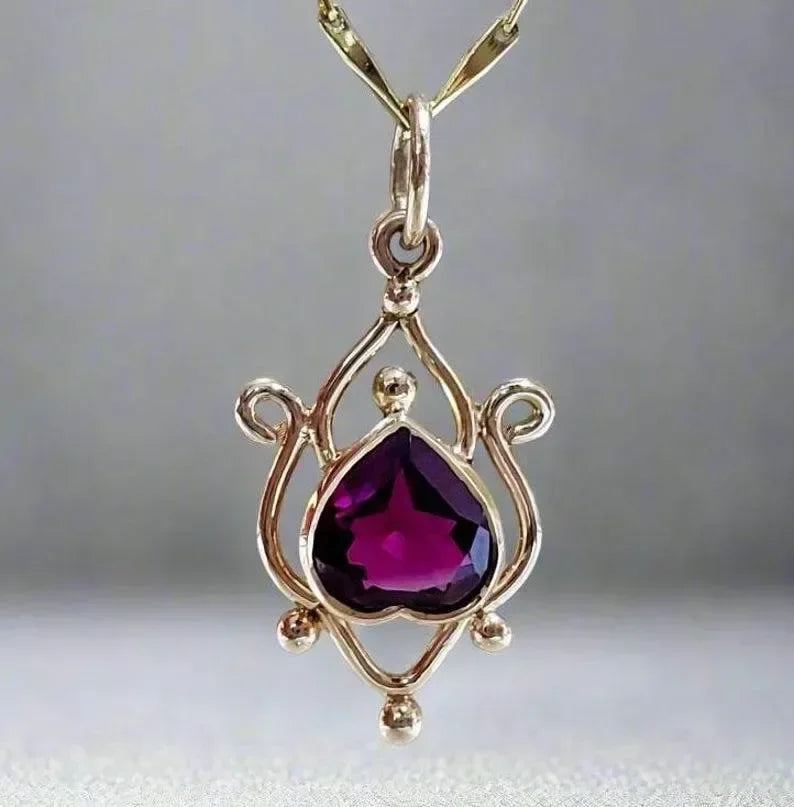 Beautiful 14k Rhodolite Garnet Heart Pendant Gold - K Jewelry Accessories