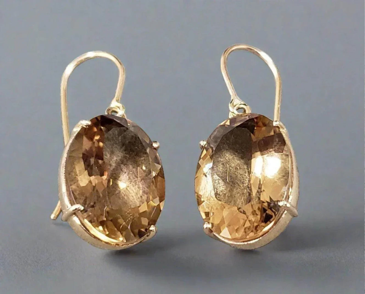 14k Gold Champagne Quartz Earrings - K Jewelry Accessories