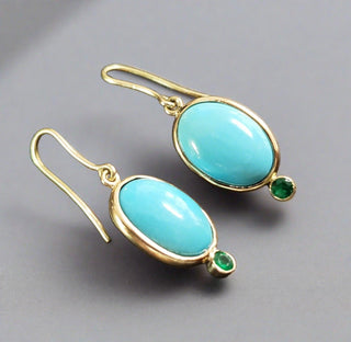 14k Gold Turquoise Emerald Earrings - K Jewelry Accessories