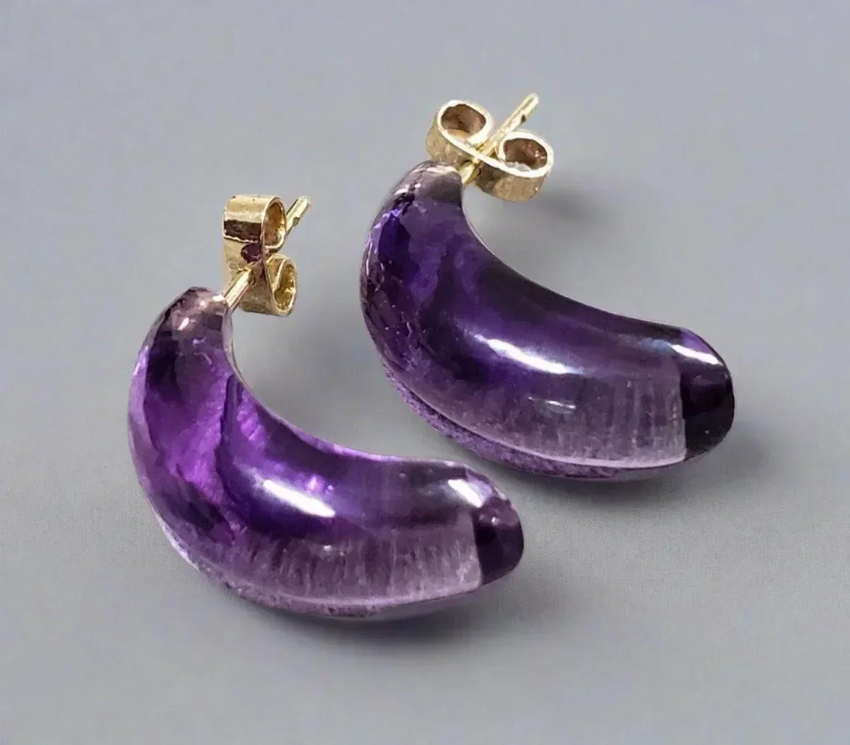 14k Gold Natural Amethyst Stud Gold Earrings - K Jewelry Accessories