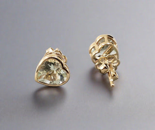 14k Gold Aquamarine Heart Stud Earrings - K Jewelry Accessories