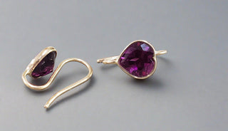 14k Rhodolite Garnet Gold Hear Earrings - K Jewelry Accessories