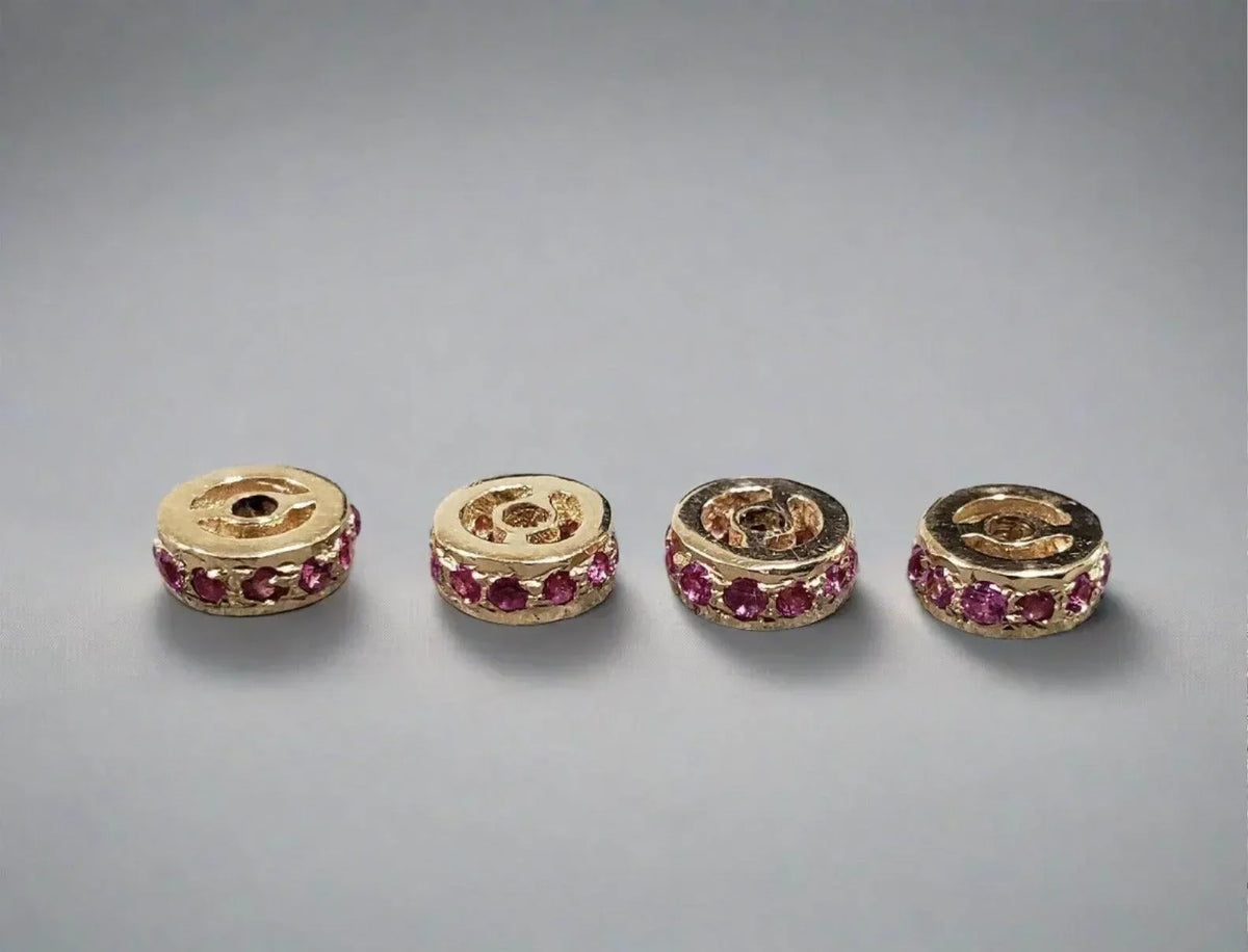 4 mm 14K Ruby Rondelle beads gold spacer - K Jewelry Accessories