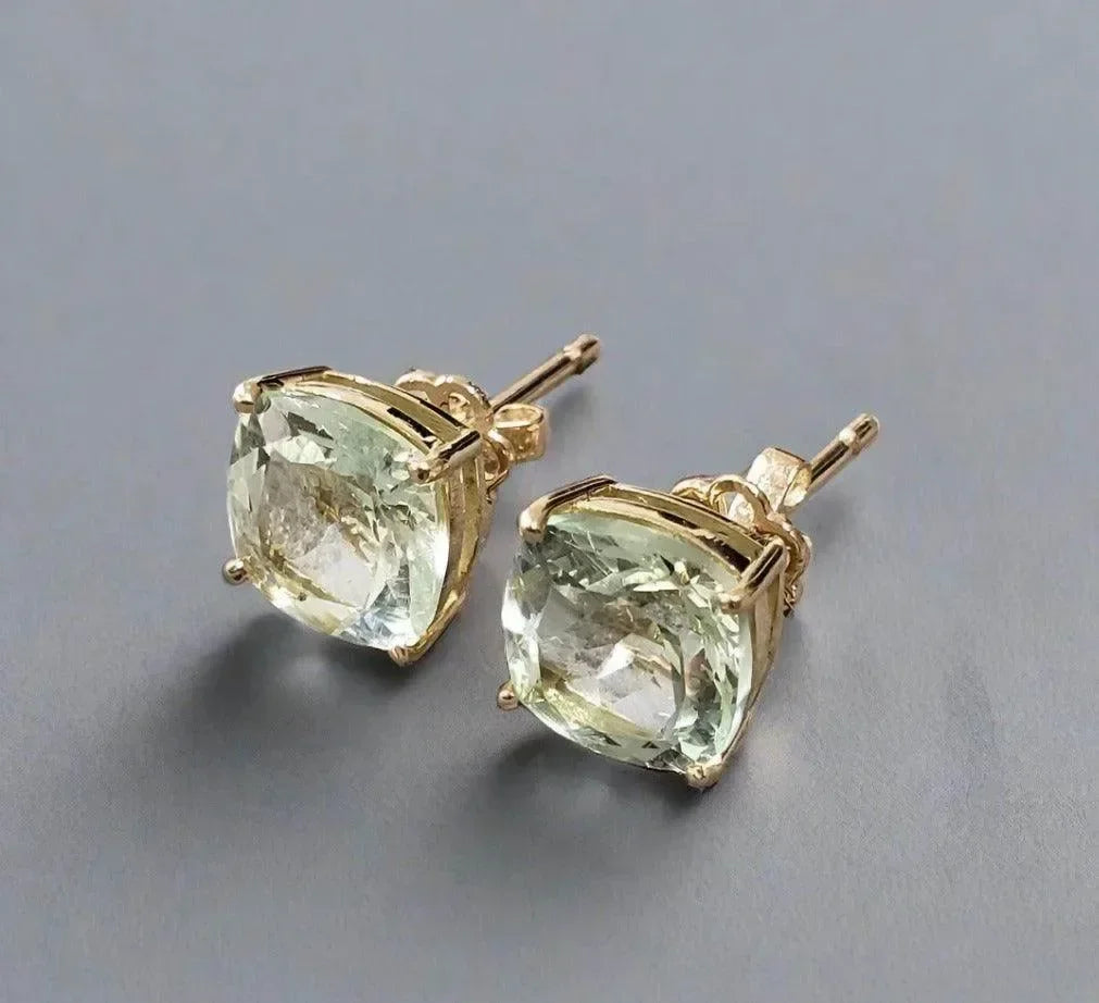 14K Gold Aquamarine Birthstone Month Stud Earrings - K Jewelry Accessories