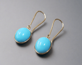 14k Gold Arizona Turquoise Earrings Dangle - K Jewelry Accessories