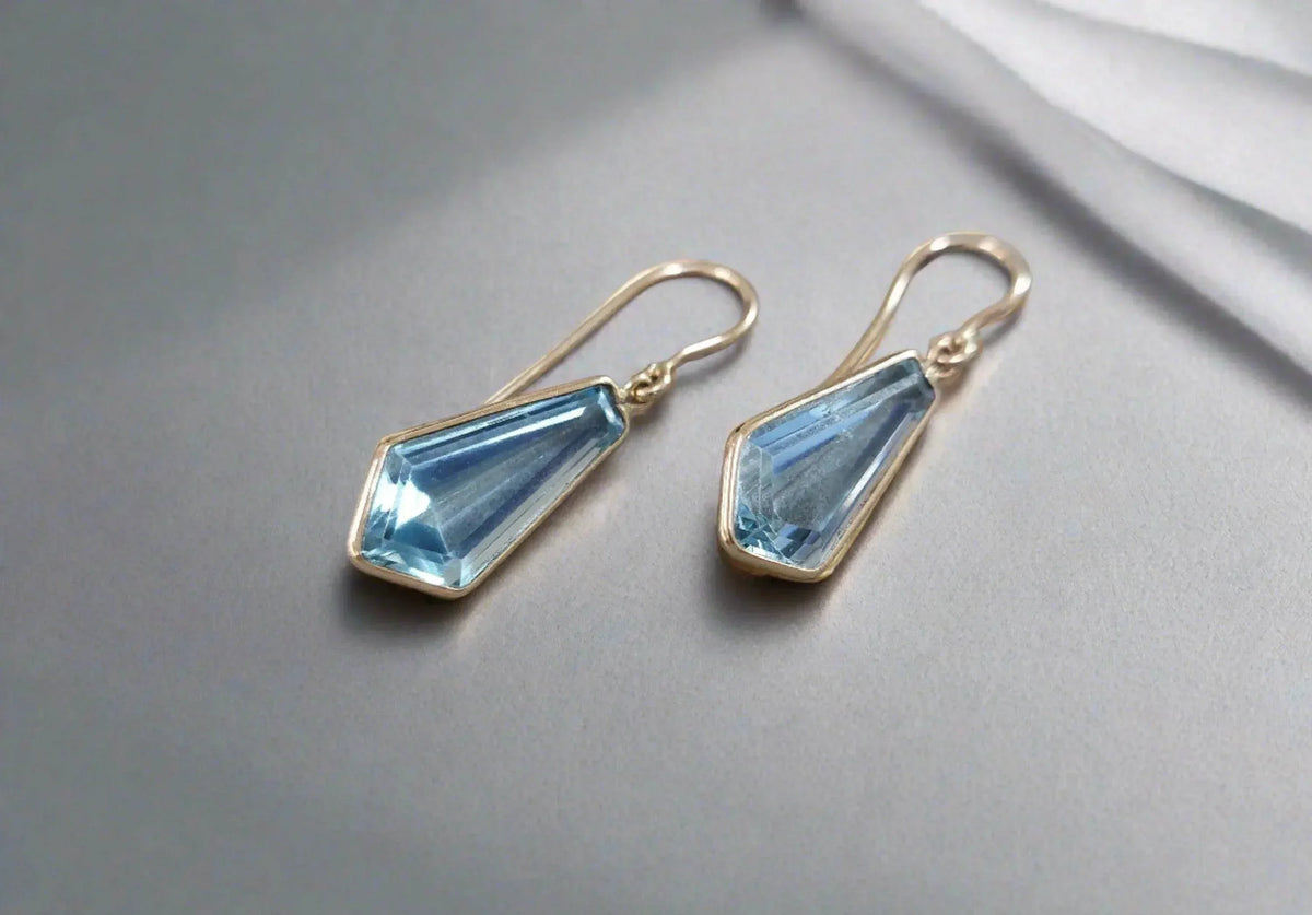 Beautiful 14k Gold Topaz Earrings Sky Blue - K Jewelry Accessories