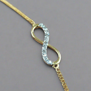 14k Gold Diamond Bracelet Infinity Shape Minimalistic Design - K Jewelry Accessories