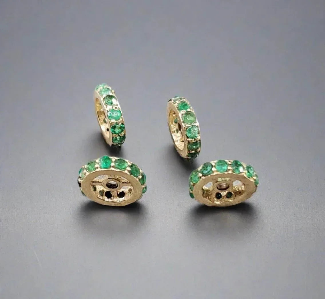 7 mm 14k Gold rondelle emerald beads gold - K Jewelry Accessories