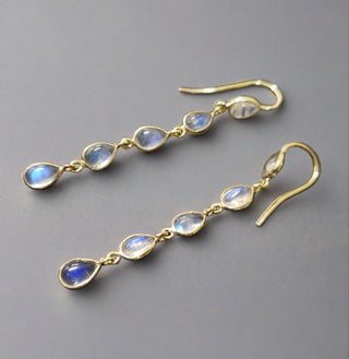 14k Gold Rainbow Moonstone Earrings Drop - K Jewelry Accessories