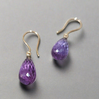 14K Gold Natural Amethyst Drop Earrings - K Jewelry Accessories