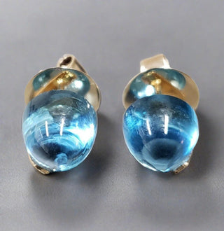 14k Gold Swiss Blue Topaz Birthstone Studs - K Jewelry Accessories