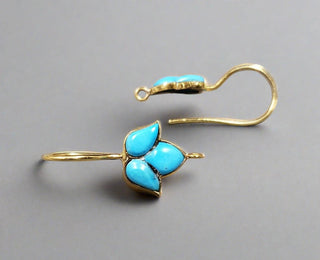 14k Gold Turquoise Earrings Natural Stone Leaf Shape - K Jewelry Accessories