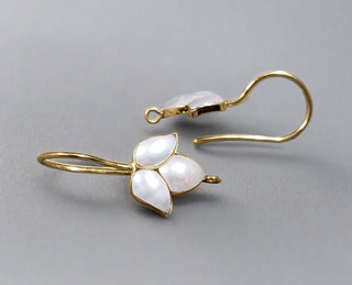 14k Gold White Pearl Earrings Leaf Shape - K Jewelry Accessories