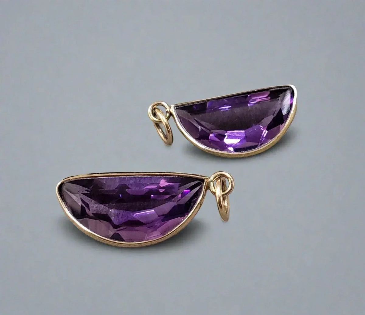Faceted amethyst gemstone pendants in gold setting, elegant jewelry accessories