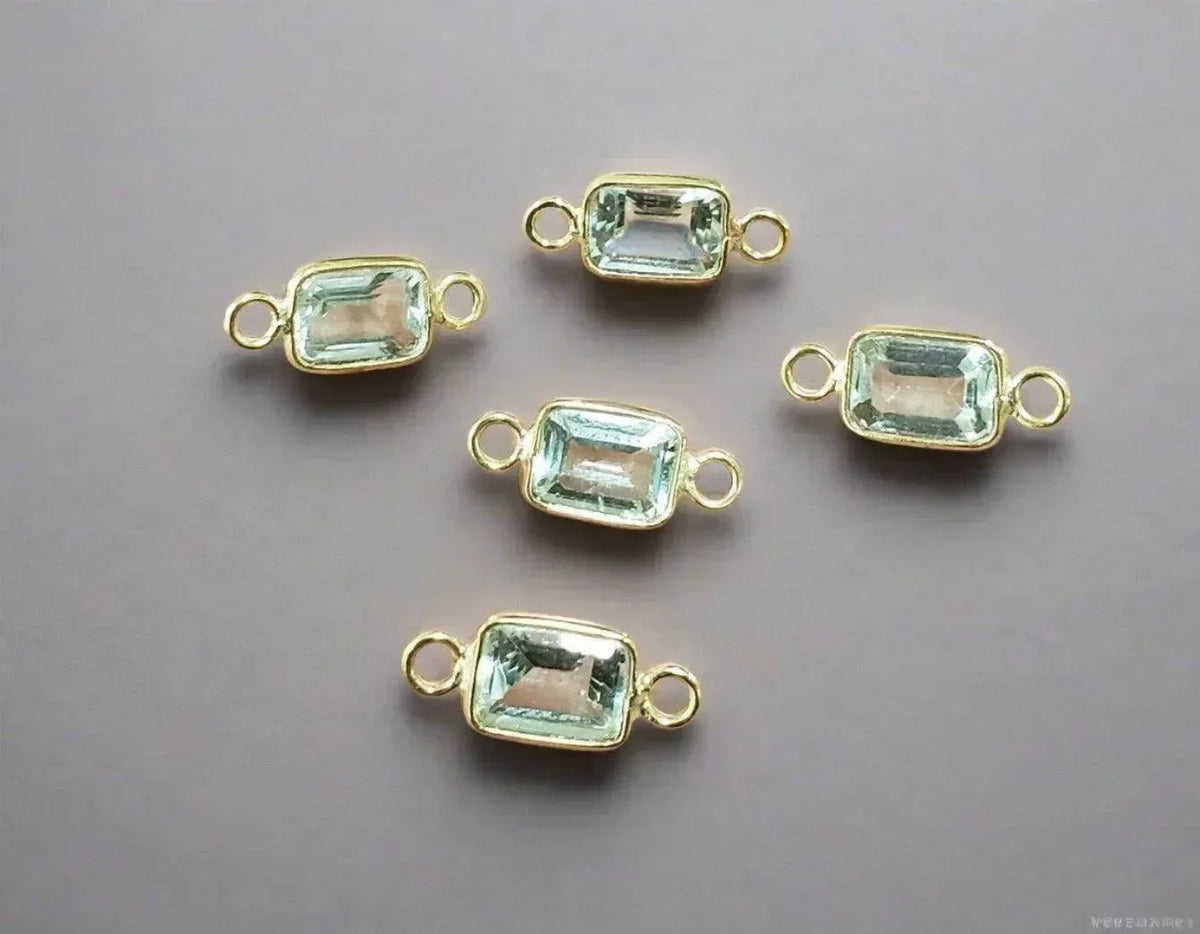14k Gold Aquamarine Connector Charm - K Jewelry Accessories