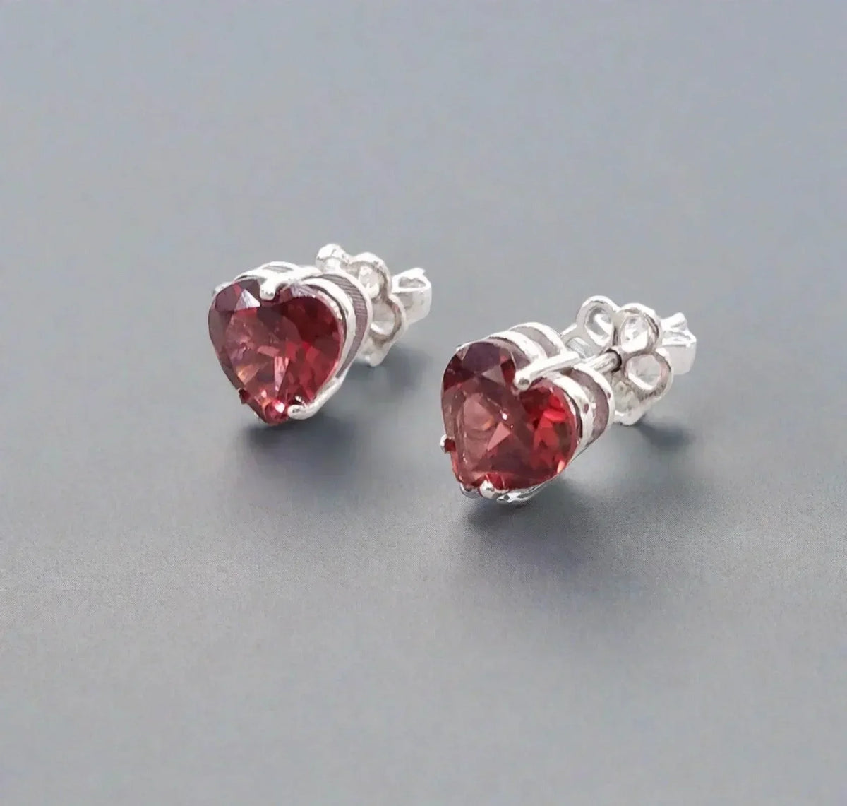 14k and The Best White Gold January Birthstone Earrings With Red Garnet Studs - K Jewelry Accessories