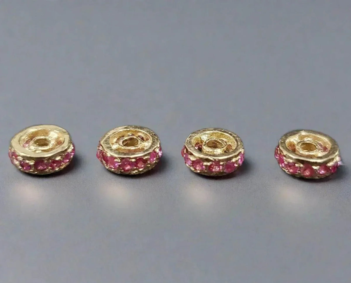 5 mm 14k Gold rondelle beads Pink Sapphire Rondelle Spacer - K Jewelry Accessories