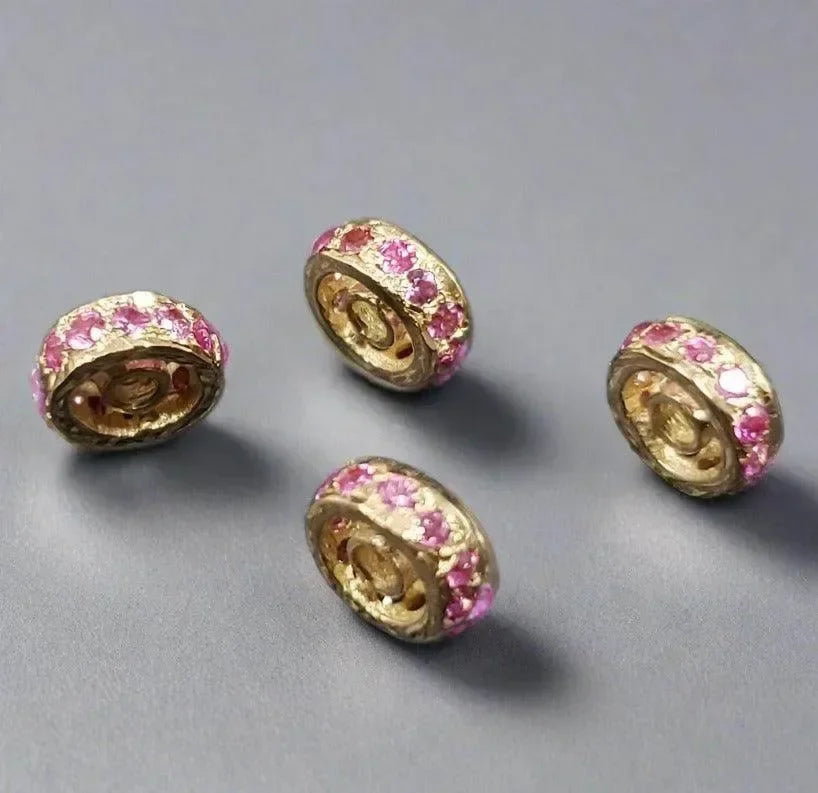 5 mm 14k Gold rondelle beads Pink Sapphire Rondelle Spacer - K Jewelry Accessories