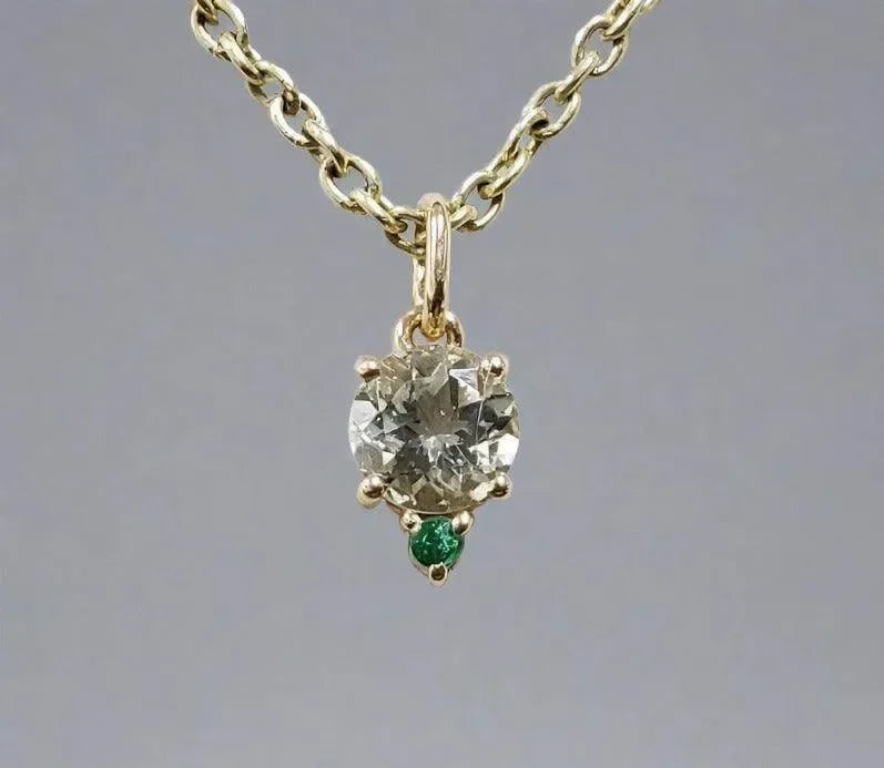 14k Aquamarine Pendant Gold With Green Emerald Stones - K Jewelry Accessories
