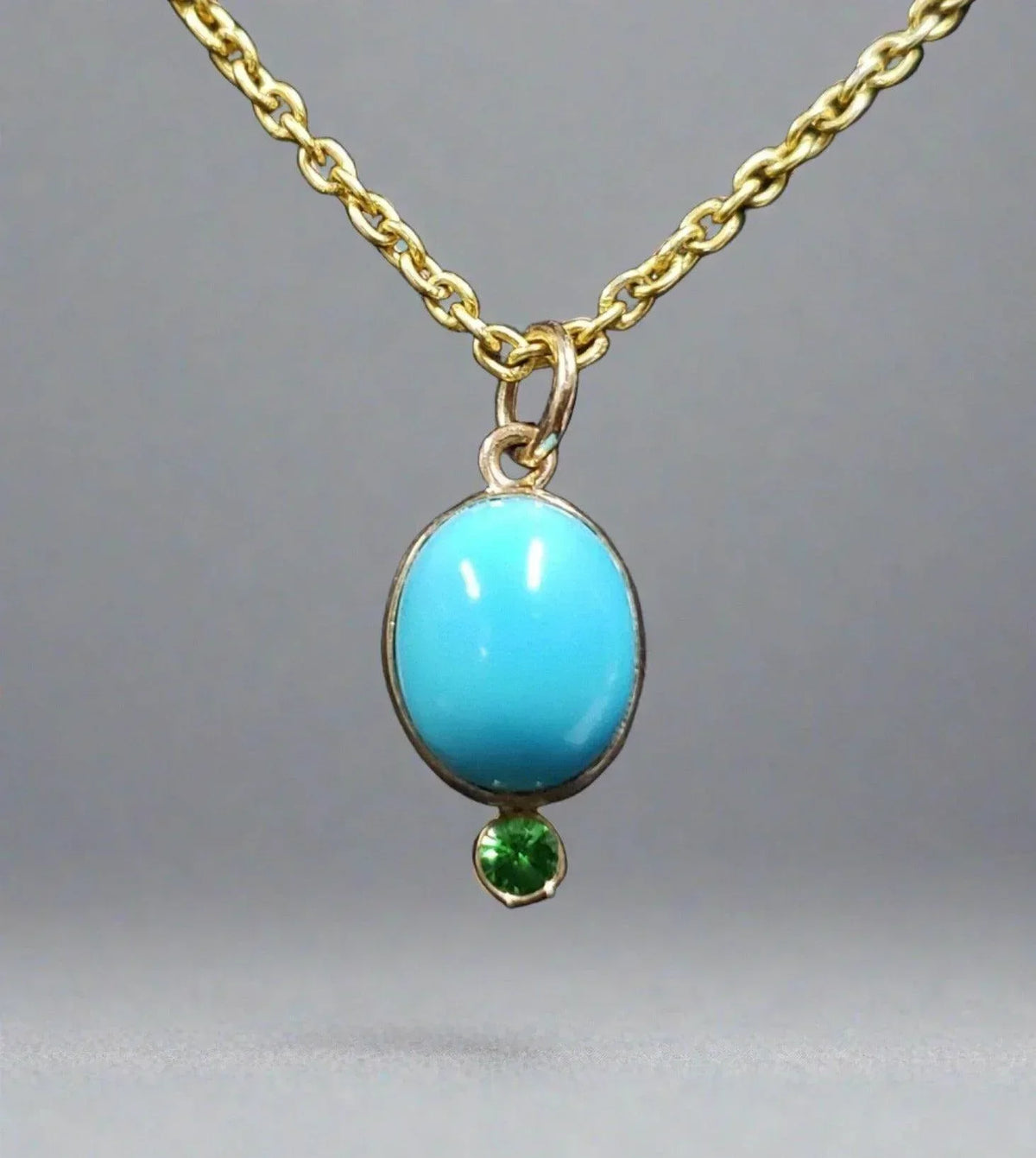 Gold Arizona 14k Turquoise Charm Pendant & Tsavorite Pendant - K Jewelry Accessories