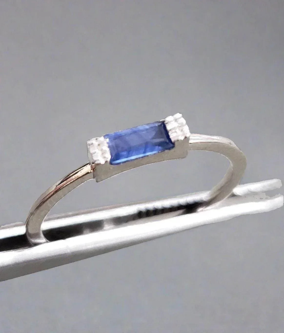 14k White Gold Blue Sapphire Ring - K Jewelry Accessories