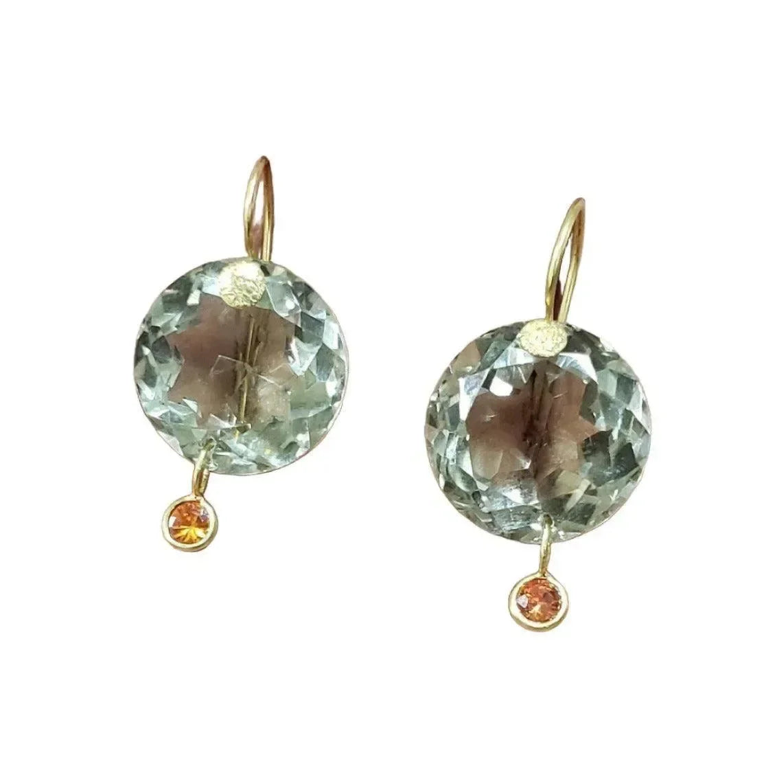 18k Gold Green Amethyst Sapphire Earrings - K Jewelry Accessories