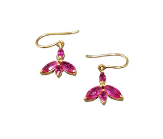 18k Gold Natural Ruby Earrings Marquise Shape - K Jewelry Accessories