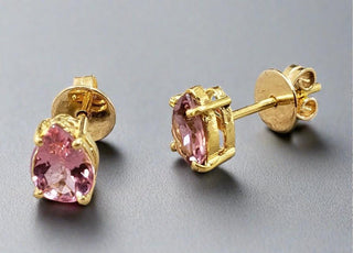 18k Gold Pink Stud Tourmaline Earrings - K Jewelry Accessories