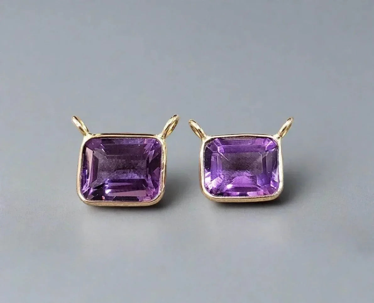 18k Gold Amethyst Pendant Connector in Purple Color - K Jewelry Accessories