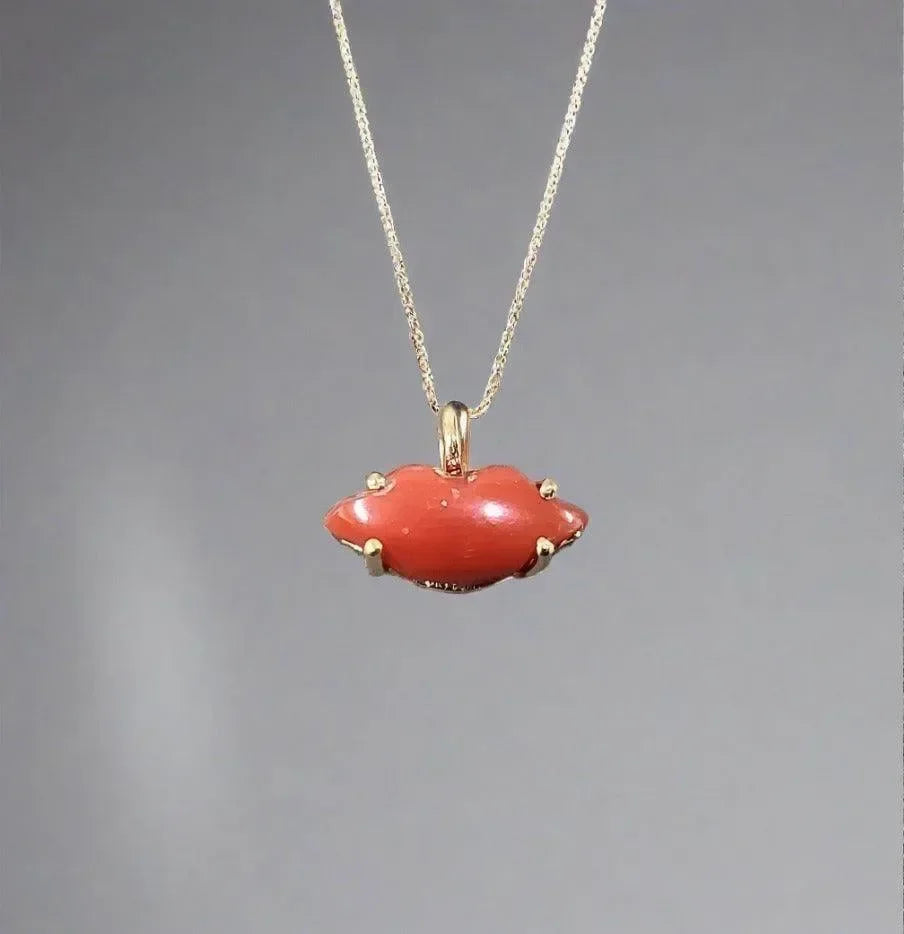 18k Gold Italian Coral Lip Charm For Women Birthstone Jewelry - K Jewelry Accessories
