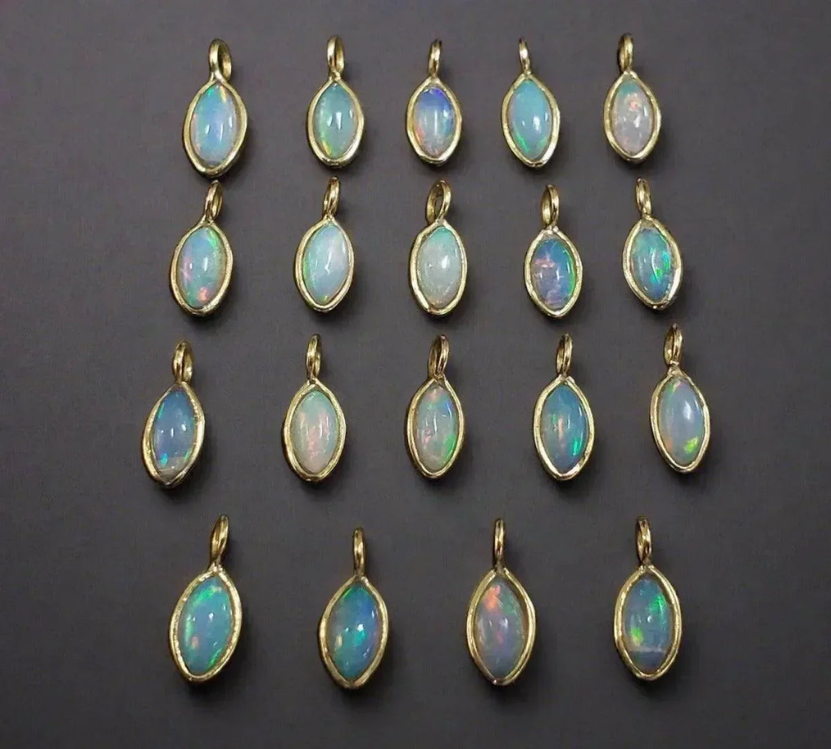 18k Gold Natural Ethiopian Opal Marquise Charm for her - K Jewelry Accessories
