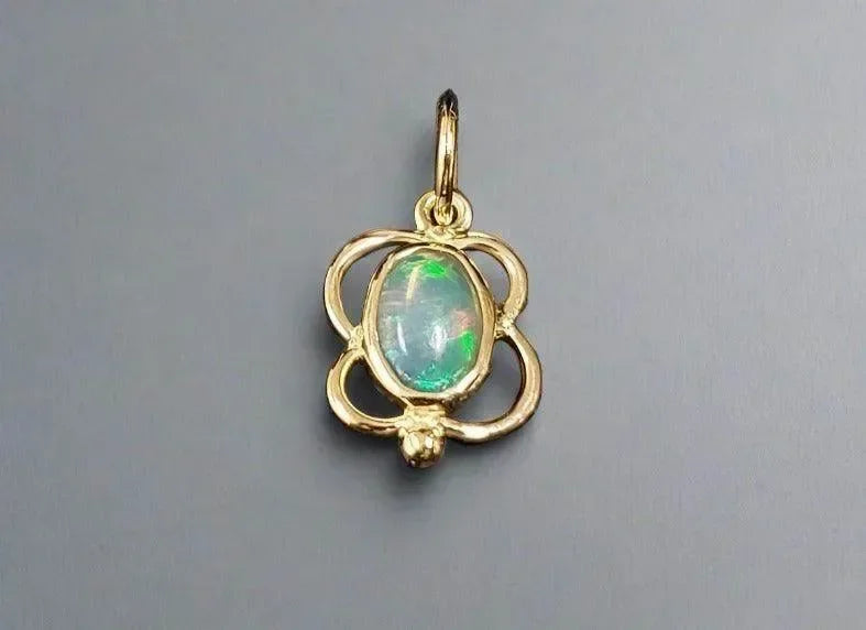 18k Gold Natural Ethiopian Opal Necklace Pendant Different Style - K Jewelry Accessories
