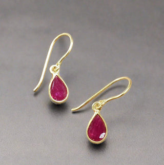 18k Gold Natural Pink Ruby Earrings Pear Shape - K Jewelry Accessories